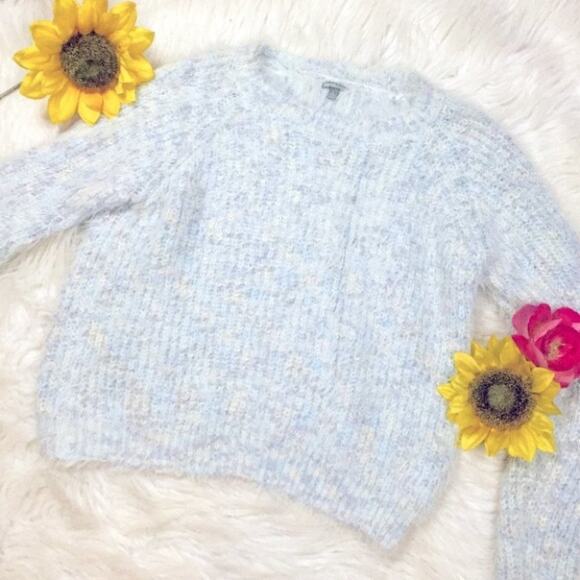 Charlotte Russe Pastel Blue Fuzzy Sweater Large - Picture 1 of 8